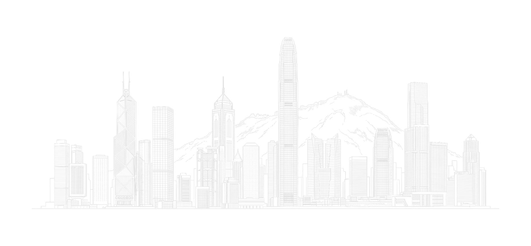 Line drawing of the Hong Kong skyline